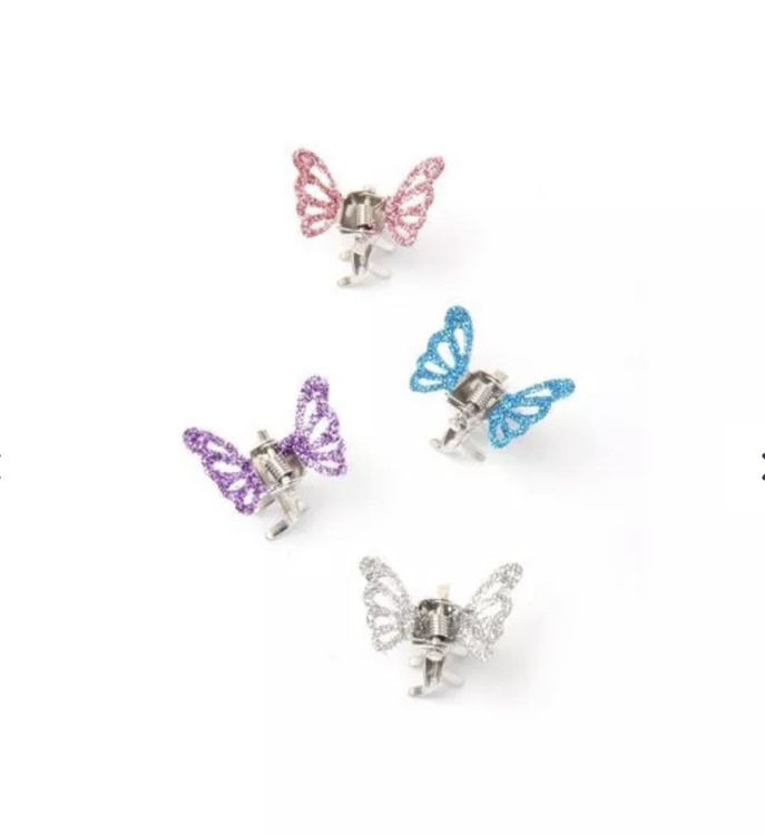 Picture of 8190 / 1900 CARD OF 6 GLITTER BUTTERFLY MINI CLAMPS 1CM
